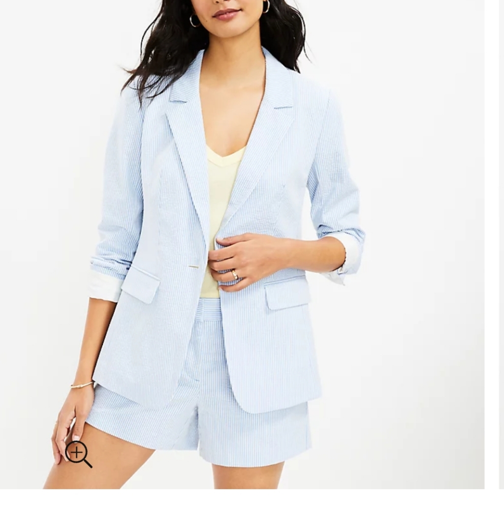 Loft Seersucker Long Modern Blazer
